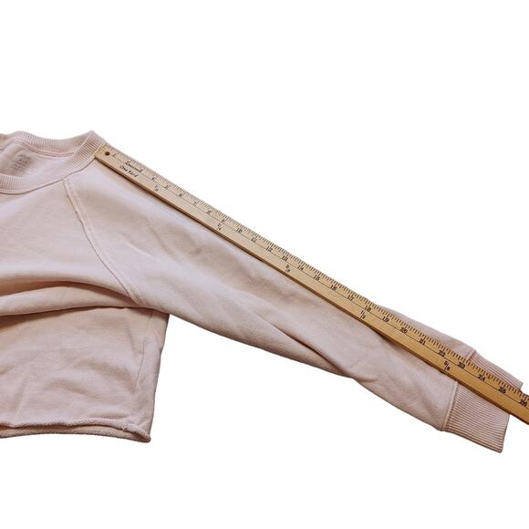 Areie Size Medium M Light Pink Raw Hem Sweatshirt Long Sleeve Top Casual Comfy - Picture 3 of 11